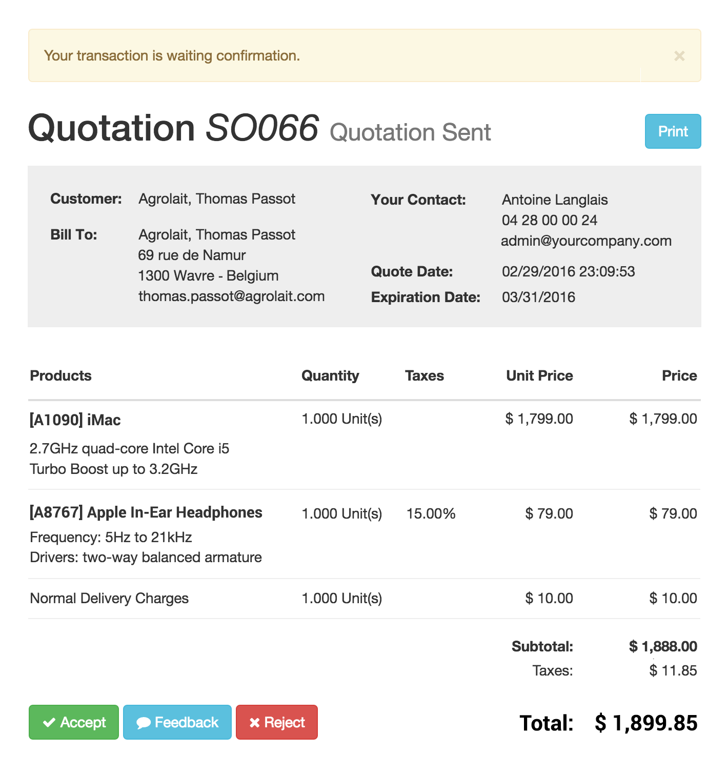 Odoo • Text and Image